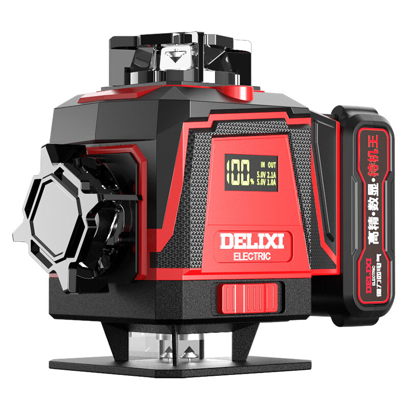 Delixi Electric 12-wire rotating laser infrared level meter high-precision strong light thin line outdoor wall-mounted floor level meter rotating without disconnection green light 12-wire luxury set
