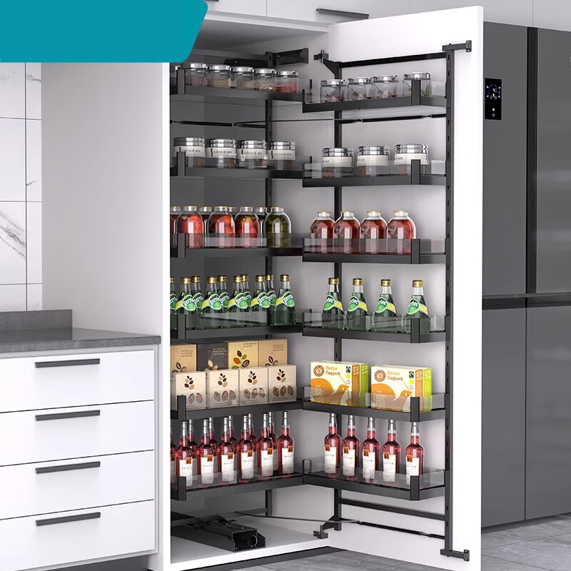 Ling Yuxun promotion high cabinet pull basket kitchen cabinet big monster high deep pull basket shallow cabinet linked multi-layer storage snack cabinet 50 depth 500 cabinet 2-layer black crystal high cabinet multi-layer door type