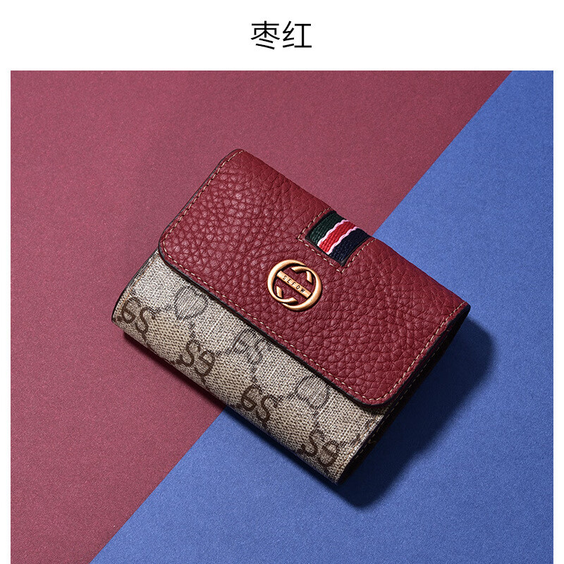 CALCULAT&KEENCK women's cowhide card bag mini European and American contrasting color stitching cute bank card driver's license multi-slot document bag dark gray Goddess Day gift ghostwriting greeting card