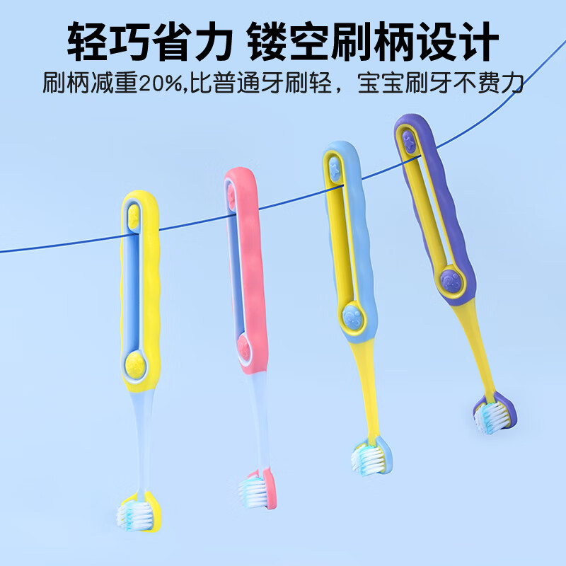 BRUSHING BEAR Sam's same style children's toothbrush * 4 three-sided soft bristles U-shaped toothbrush for babies and toddlers aged 3-6-12 years old.