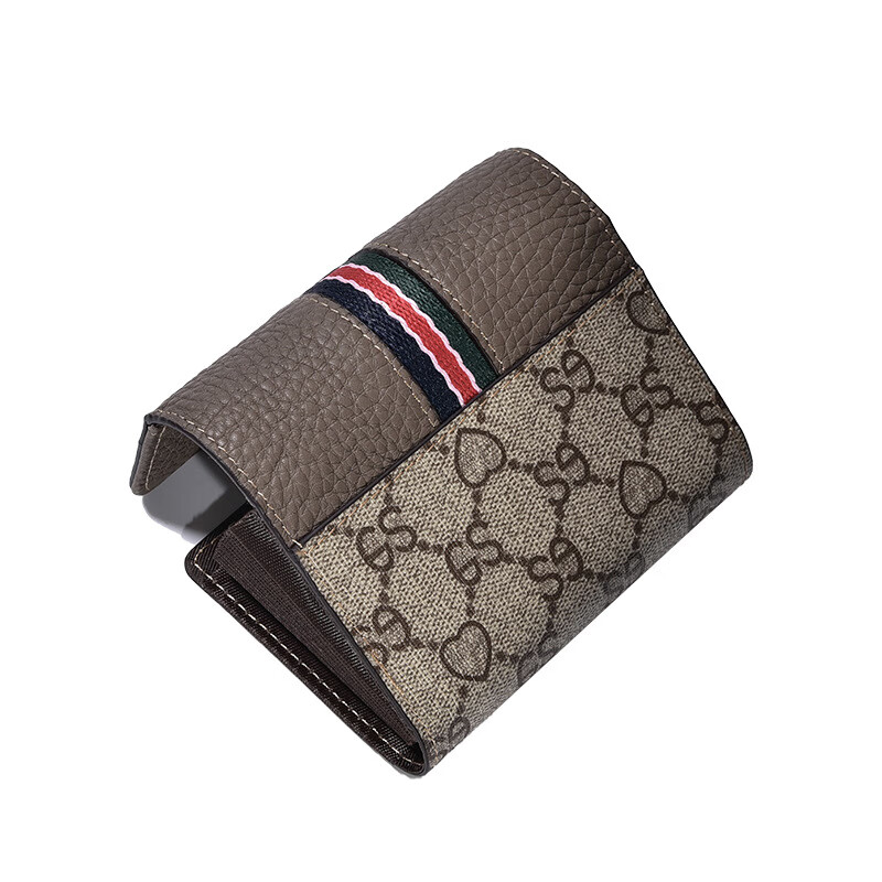 CALCULAT&KEENCK women's cowhide card bag mini European and American contrasting color stitching cute bank card driver's license multi-slot document bag dark gray Goddess Day gift ghostwriting greeting card