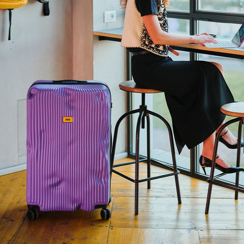 CRASH BAGGAGE Italian concave and convex suitcase striped suitcase boarding case trolley case for men and women black 28 inches