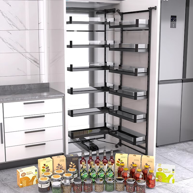 Ling Yuxun promotion high cabinet pull basket kitchen cabinet big monster high deep pull basket shallow cabinet linked multi-layer storage snack cabinet 50 depth 500 cabinet 2-layer black crystal high cabinet multi-layer door type