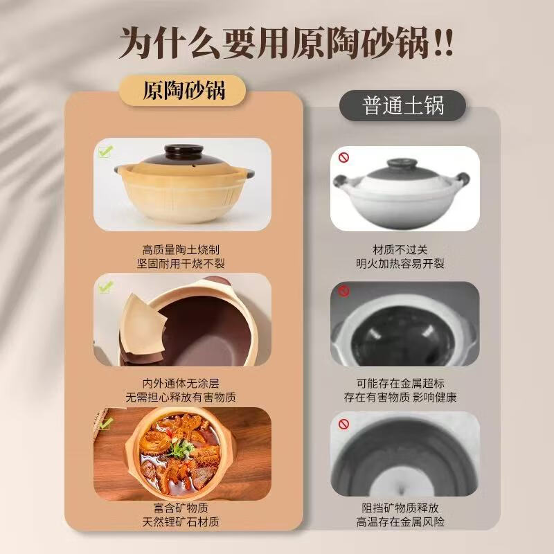 Persson unglazed casserole stew pot household gas dry-cooked claypot rice cooker gas stove special ceramic soup pot casserole 2L