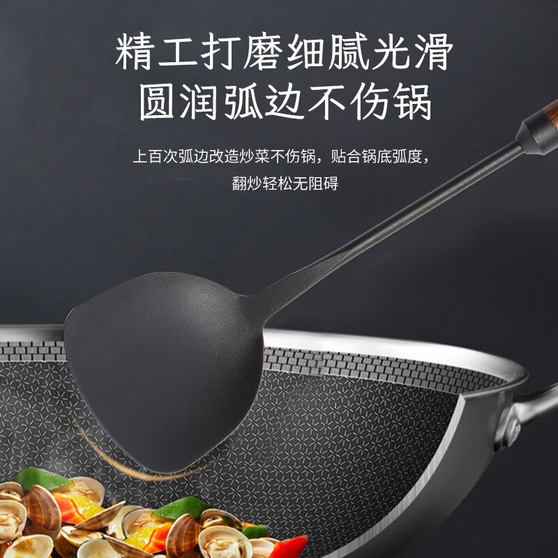 Wang Yuanji iron pot old-fashioned pig iron uncoated iron pot cast iron Su pot Wang spatula four-piece set Awang Jiangnan ancient method 32cm round bottom auxiliary ear glass lid