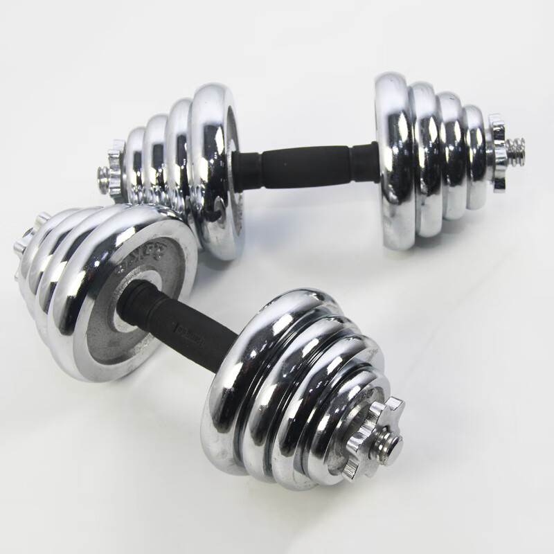 Chuangjingyi chooses electroplated dumbbell weightlifting barbell men's fitness home 10kg 30kg adjustable fitness barbell combination set electroplated silver 25kg pair (12.5kg*2)