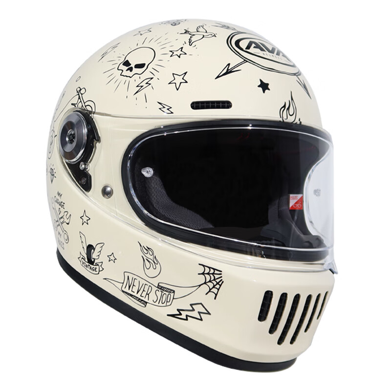 AVA Dynasty Retro Helmet Universal Men's and Women's Motorcycle Full Helmet Motorcycle Cruiser Spring and Summer Half Helmet Graffiti Must-Enter Post Pictures and Consult Customer Service XL