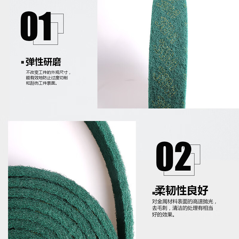 Cast solid industrial scouring pad sponge, emery polishing cloth, decontamination cleaning cloth, rust removal brushed cloth, green 7 cm * 5.7 m (one roll)