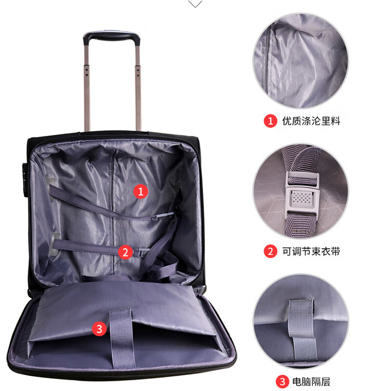 Kuangluo suitcase Spring Airlines small lightweight boarding case Oxford cloth explosion-proof zipper box men's business travel cloth box black upgraded customs lock + explosion-proof zipper 20 inches aviation boarding case