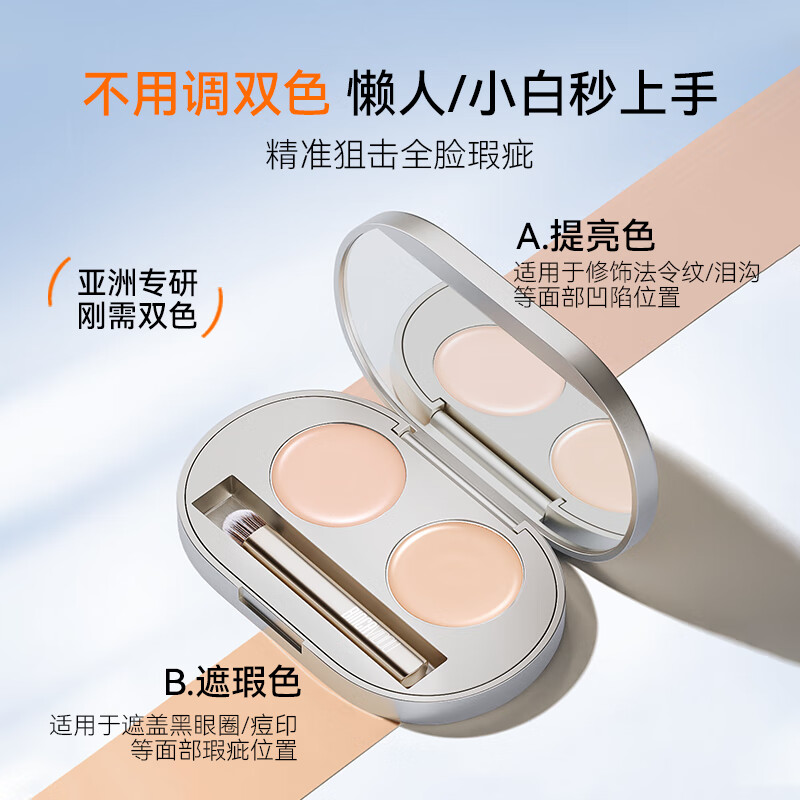 BINCA VIDOU Watery Two-Color Concealer Contouring, Brightening, Covering Dark Circles, Spots and Acne Marks Concealer Palette RE01 New Year's Gift