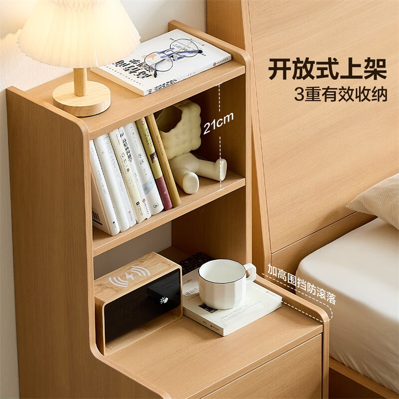 Quanyou Home Log Style Bedside Table Floor-standing Bedroom Drawer Storage Storage Cabinet Bedside Small Bookshelf Furniture Solid Wood Color | Bedside Table