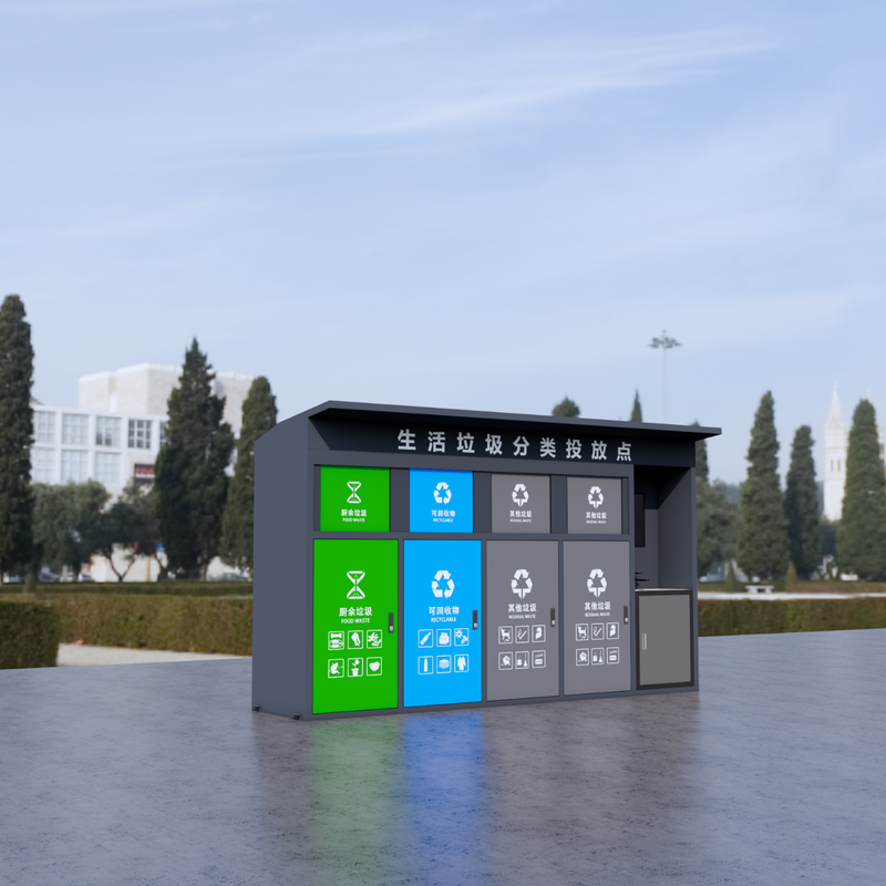 Dingguagua outdoor garbage classification box residential street four-category finished product garbage recycling station garbage classification room collection booth four-category garbage classification box with sink
