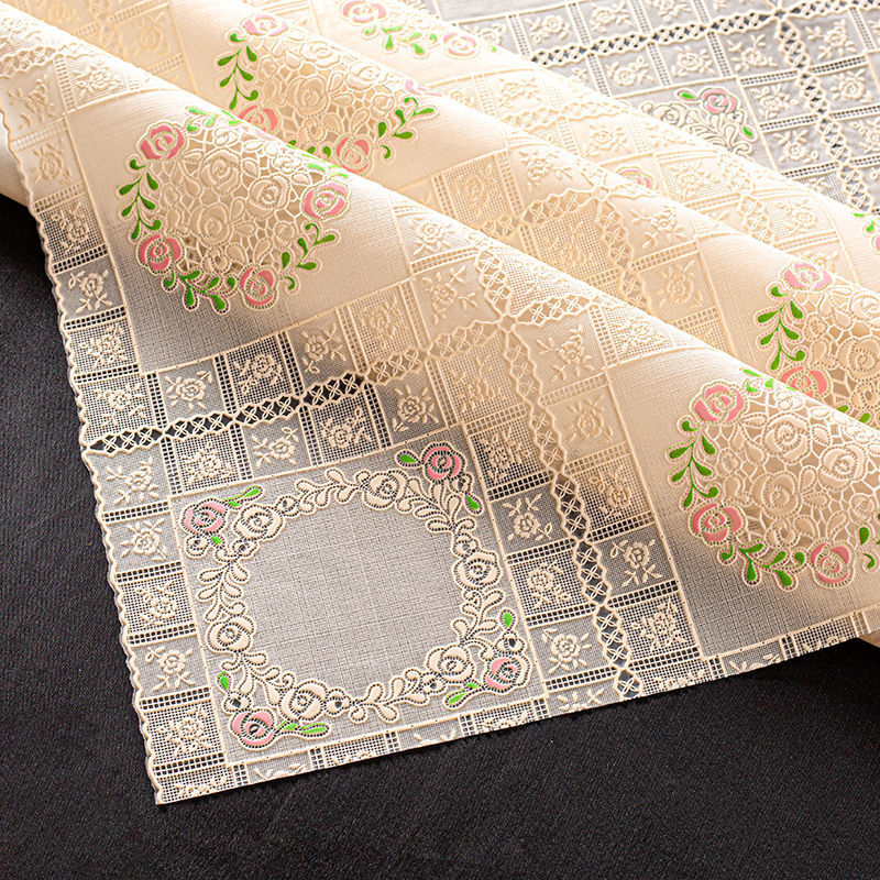 An Junsheng PVC tablecloth waterproof, anti-scald and oil-proof, no-wash dining table mat, rectangular plastic rubber coffee table mat, living room tablecloth for home use 008-beige brown 138x138cm (suitable for square tables)