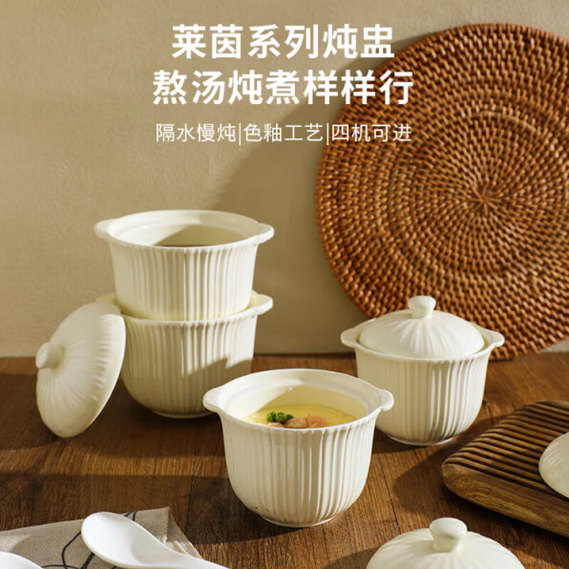 Sawang German quality stew pot water-proof ceramic crock household bird's nest special soup cup for one person steamed egg baby Rhine stew pot 500ml + bowl taker