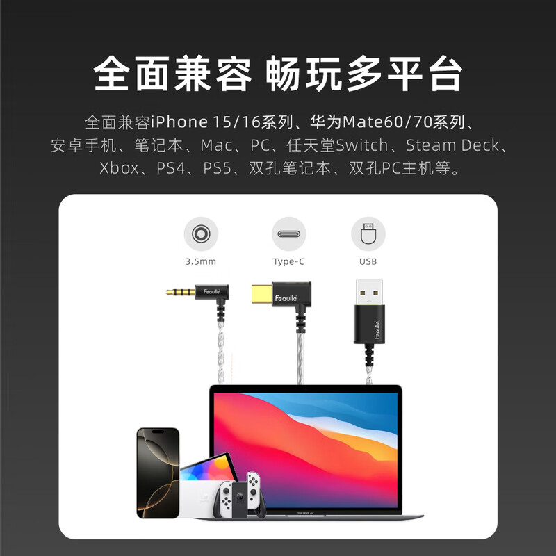 Feilelian second generation LIAN2 in-ear HIFI gaming headset wired Typec e-sports listening position high quality fever computer headset with mic 2025 new replaceable earplugs Phantom Black-Lian Type-C with mic 1.2m-Mobile Recommendation