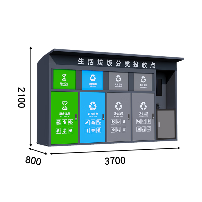 Dingguagua outdoor garbage classification box residential street four-category finished product garbage recycling station garbage classification room collection booth four-category garbage classification box with sink