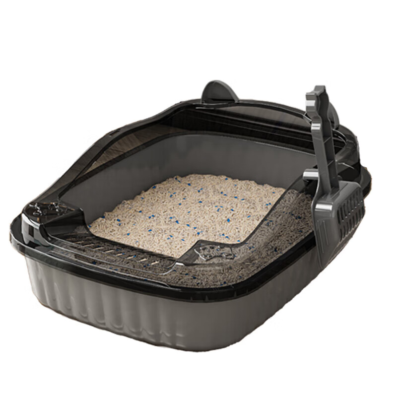 Jingdong door-to-door cat litter box semi-enclosed extra-large thickened anti-splash kitten toilet removable home free cat litter scoop high-end gray cat litter box