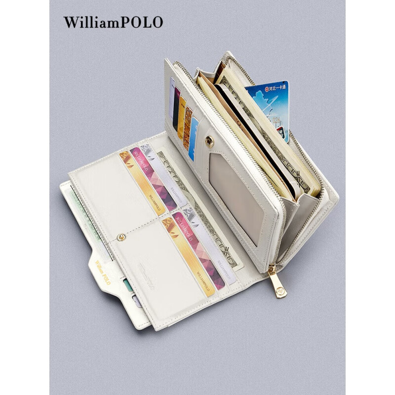 WILLIAMPOLO Wallet Women's Long Genuine Pickup Bag 2024 New Handbag for Women Valentine's Day Gift for Girlfriend Black