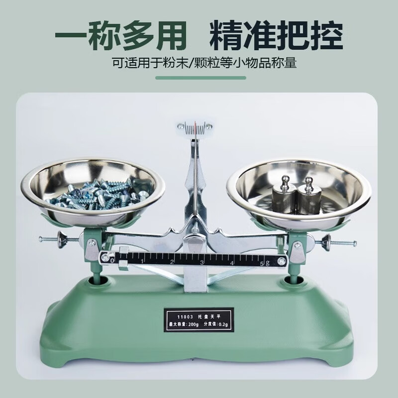 Qianqi accurate pallet balance scale small second grade mathematics, physics and chemistry laboratory high-precision student home physics balance scale preschool interest model 100 grams / accuracy 0.1 grams with weights