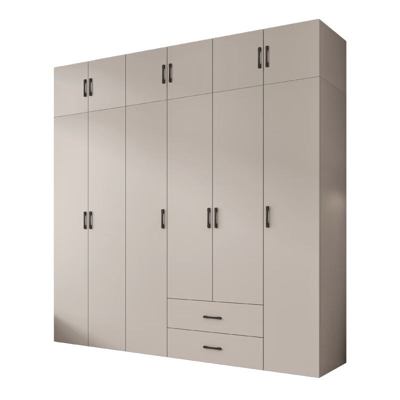 Huixun Jingdong's own brand, installation included, solid wood wardrobe bedroom, simple modern home double-door large wardrobe, 200*200*60 main cabinet, thickened back panel