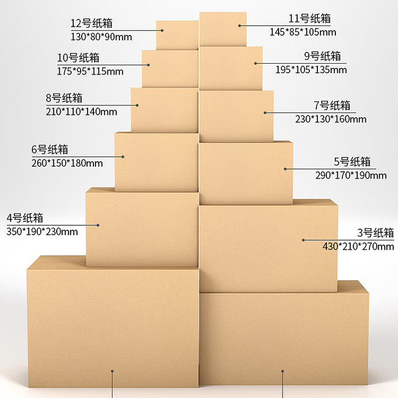 Carton packaging box large postal customized size 1-12 express wholesale extra hard express packaging gift box 100 pieces in size 1 three-layer hardened