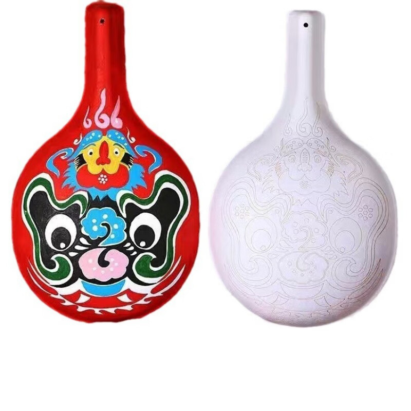 Y horse spoon gourd facial mask hand-painted diy intangible cultural heritage handmade Peking opera with texture white embryo national trend cultural and creative teaching materials large horse spoon + paint (set)