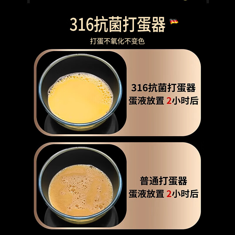 Bomans 316L stainless steel semi-automatic egg beater hand-held press household manual egg mixer baking special artifact upgraded 316L small size