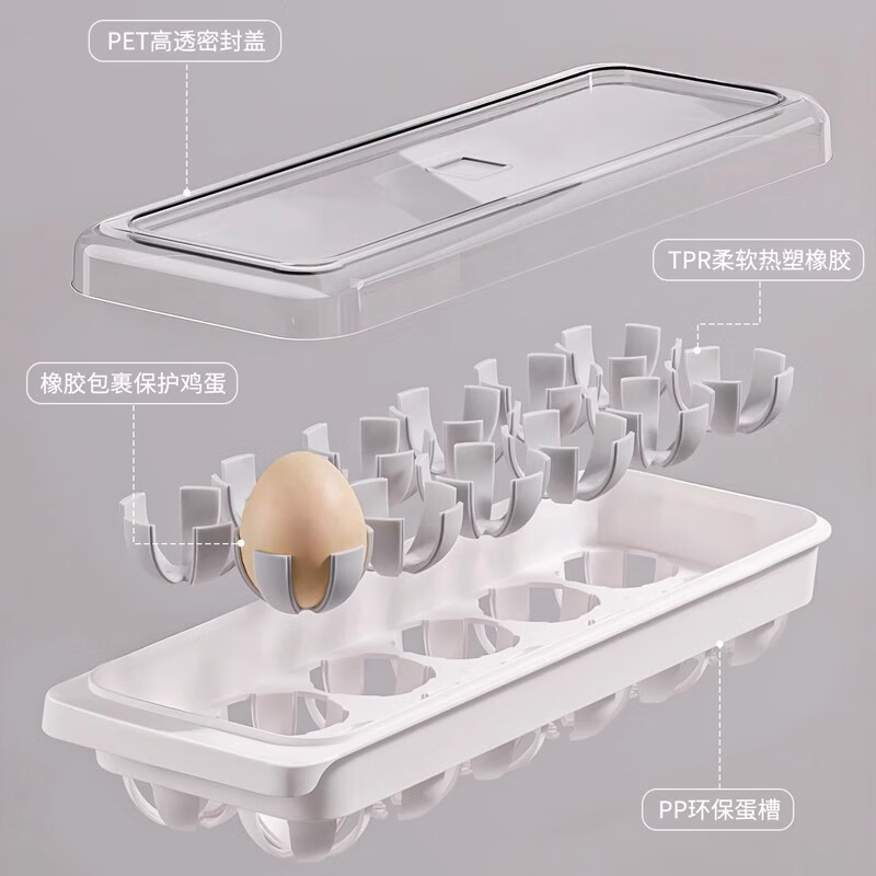 Axco egg storage box side door storage and organization refrigerator special food-grade rolling device for rolling eggs artifact fresh-keeping rack holder cream yellow-1 pack can hold 12 eggs