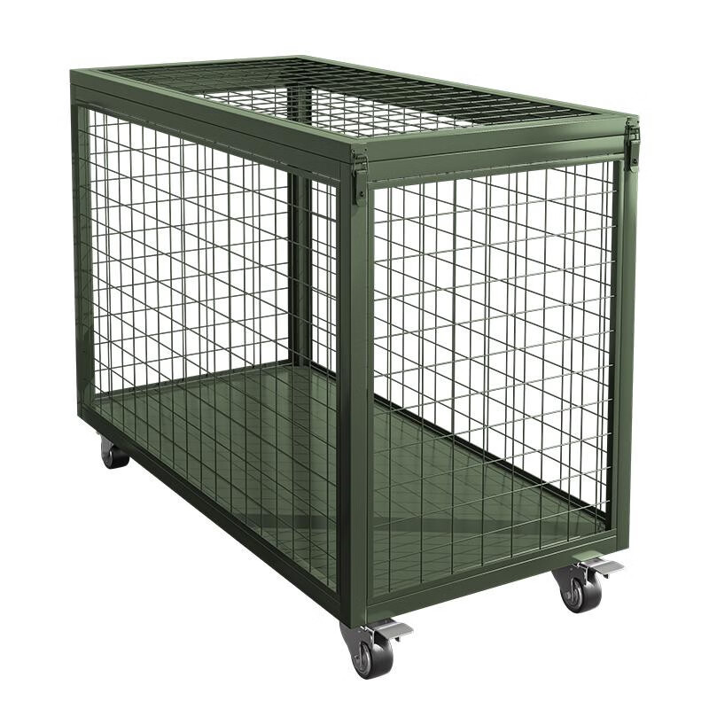 Military green mobile cage combat readiness material turnover vehicle wheeled mobile pallet thickened field picture box rotational molding box with handle 1500 deep mesh cage