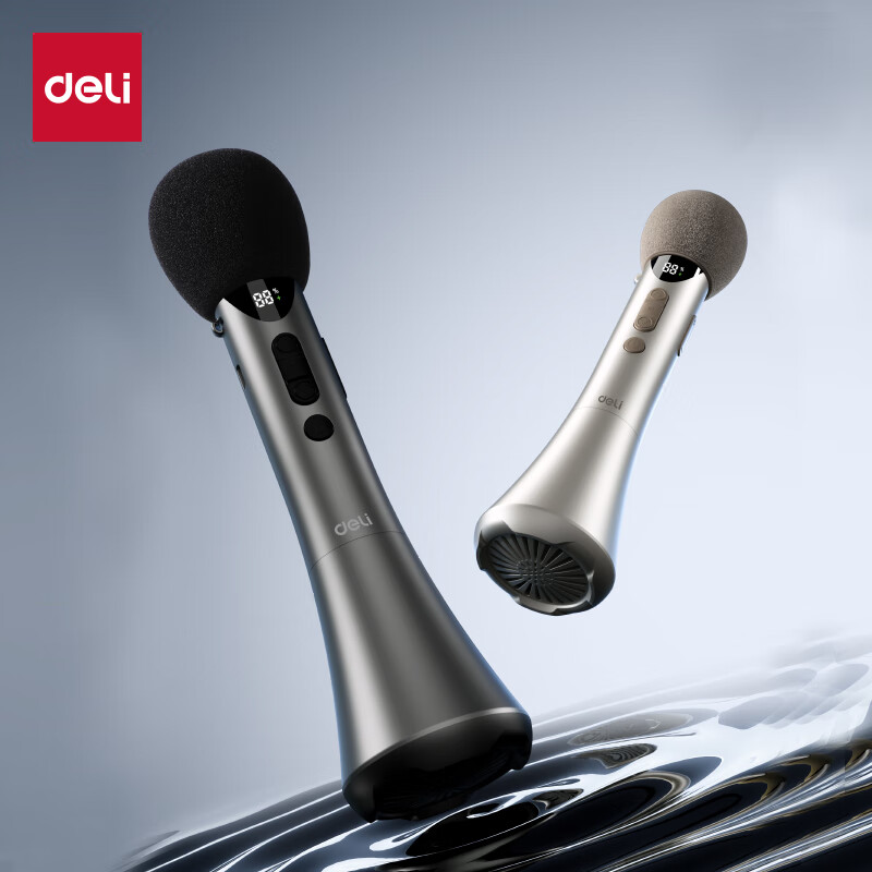 Deli 15w high power karaoke microphone audio integrated handheld microphone wireless little bee amplifier speaker teaching tour guide speech microphone teacher birthday gift black