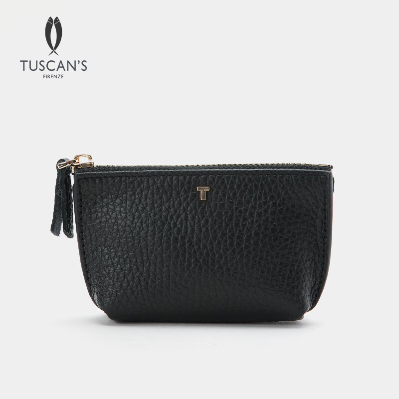 TUSCAN S Compact and Exquisite Clutch Litchi Pattern Genuine Leather Small Bag Women's Casual Versatile Times Group Black