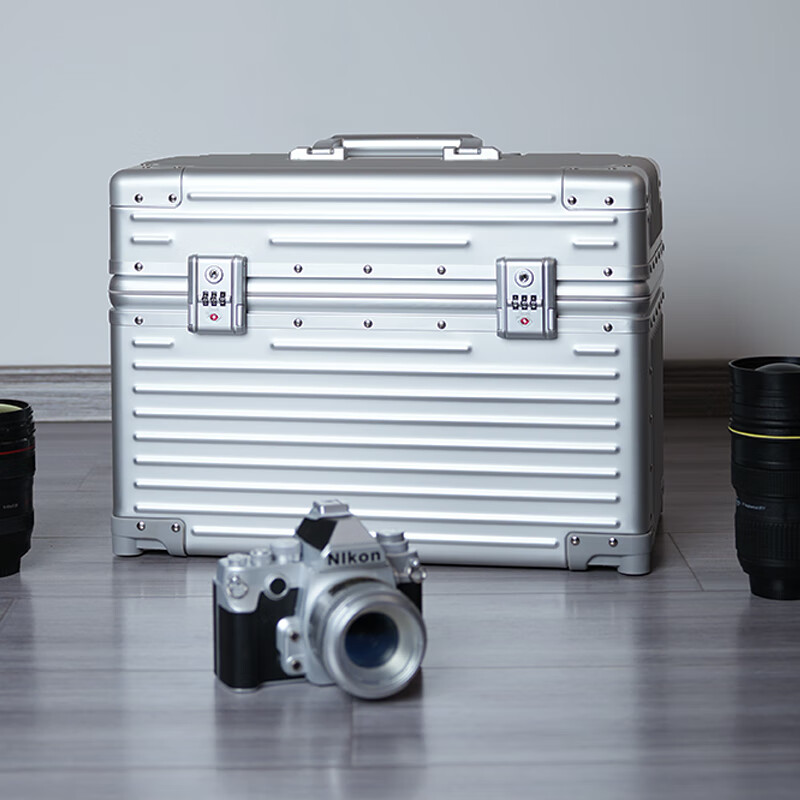 Yuemeng All Aluminum Magnesium Alloy Photography Case Luggage Camera Trolley Case Photography Equipment Case Metal Shockproof Instrument Toolbox Jazz Black (Seventh Generation Upgraded Wheels + Photography Liner) 25 inches Only available for domestic boarding