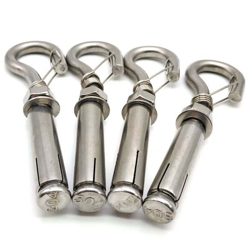 He Jiangong stainless steel expansion hook expansion screw hook manhole cover anti-fall net hook with spring anti-falling ring expansion bolt M8-with spring expansion hook 2 pieces