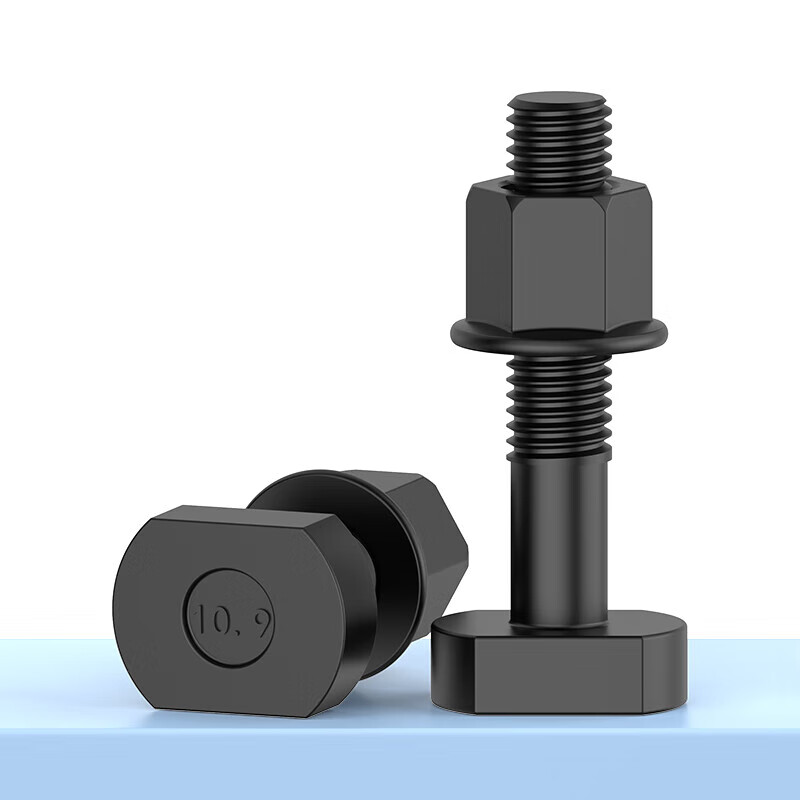 JINGGONG Grade 10.9 High Strength Blackened T-type Pressure Plate Screw Nut Flange Nut Set T-type Bolt Flange Female Assemblage M18*250 Half Thread (1 Set) Grade 10.9