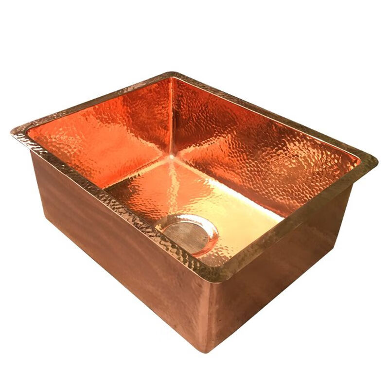 French retro kitchen large single sink embedded in island water bar sink pure copper gold undercounter basin wash basin S style stainless steel titanium 88*48*23cm