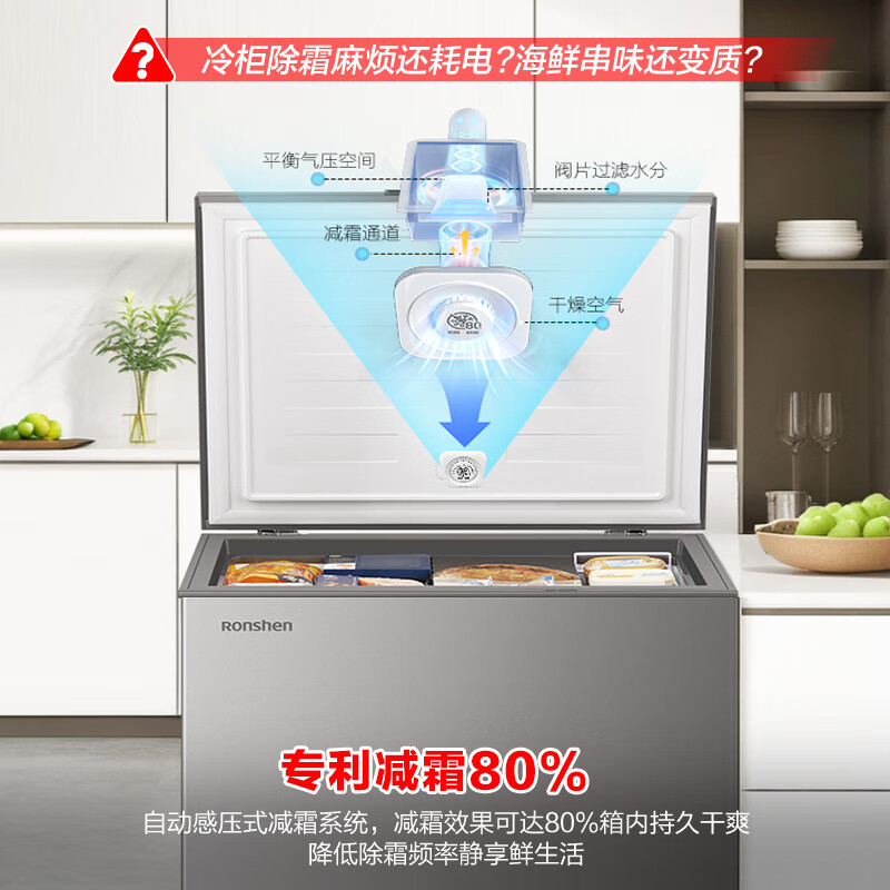 Ronshen 145L single-temperature household freezer-40 deep-freezing quick-freezing computer precise control of frost reduction every 1 degree energy-saving freezer BD/BC-145ZMSYB national subsidy