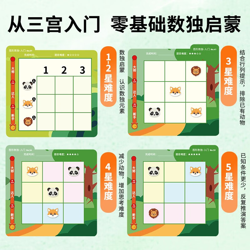 Magnetic graphic Sudoku game (all three volumes) 3-5 years old, three and four palaces Sudoku enlightenment baby's observation ability, concentration and number sense, kindergarten recommended holiday gift parent-child puzzle game