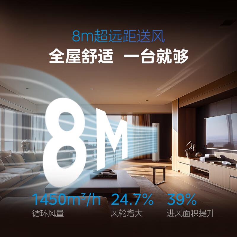 Midea Air Conditioner Cool Energy Saving Ultra Large 2 HP Super Class One Energy Efficiency Frequency Converter Power Saving Magic Machine Double Row Copper Tube Living Room Vertical Cabinet Machine National Subsidy KFR-51LW/N8KS1-1U