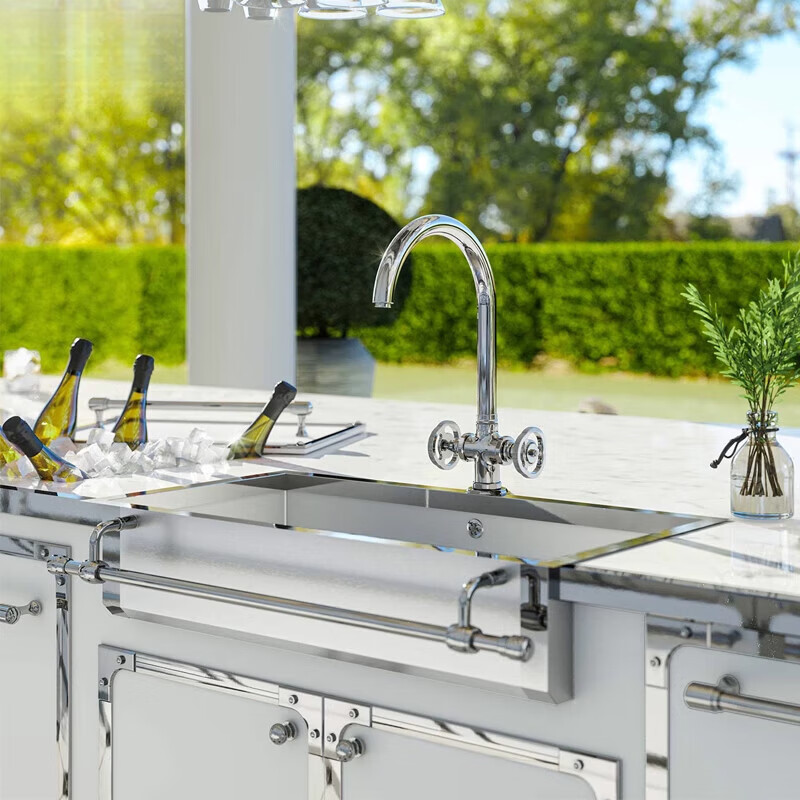 Xuan Kashi American retro pure copper kitchen sink gold semi-embedded cabinet washbasin wash basin basin large single tank customized brass K style 70*45*20CM