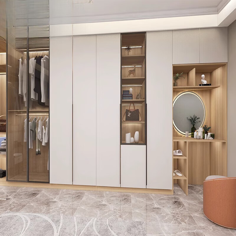 Hualeji Whole House Customized Wardrobe Simple Modern Walk-in Cloakroom Bedroom Wardrobe Solid Wood Furniture Factory Customized Assembly 1 Square Meter Daya/Lushuihe Solid Wood Particle Board ENF Grade