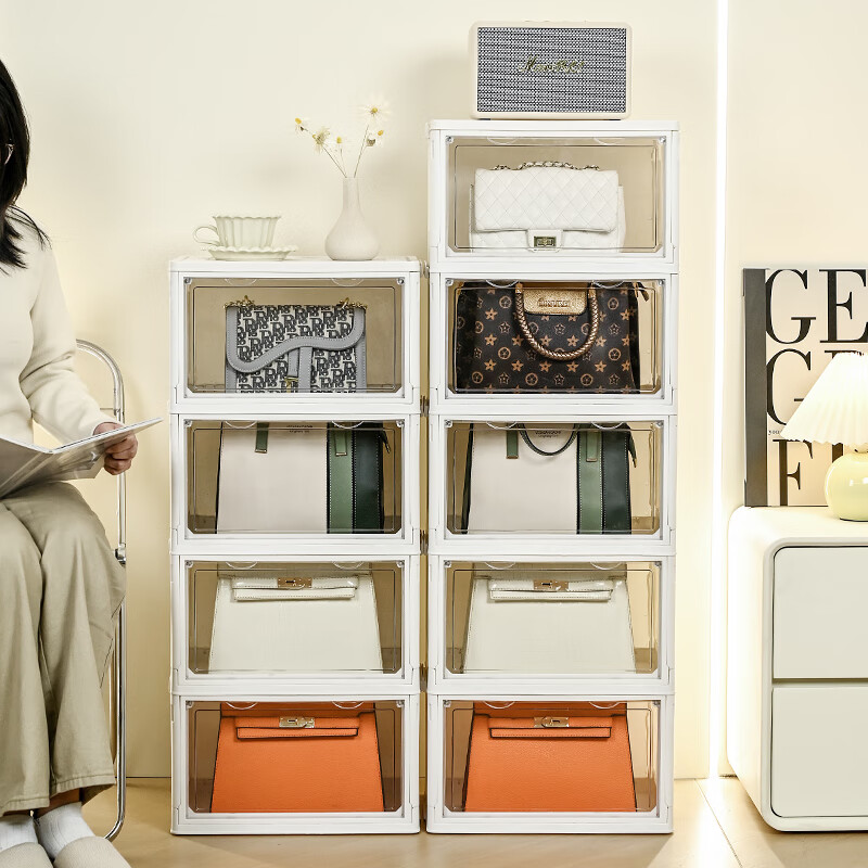 GOTO shoe box storage box installation-free all-in-one storage artifact transparent multi-layer plastic dust-proof simple acrylic storage box multi-functional folding storage shoe box 1 layer no wheels high transparent door panel