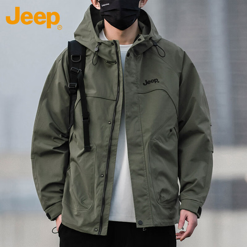 JEEP Jeep Jacket Men's Autumn and Winter Assault Jacket Loose Trendy Work Clothes Men's Army Green 2XL