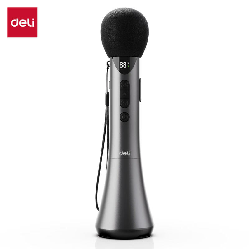 Deli 15w high power karaoke microphone audio integrated handheld microphone wireless little bee amplifier speaker teaching tour guide speech microphone teacher birthday gift black