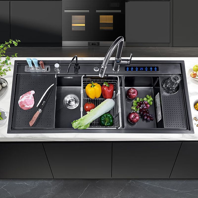 Ye Yu Intelligent Large Single Slot Kitchen Ultrasonic Vegetable Disinfection and Removal of Pesticide Residues Dishwashing Sink Multifunctional Large Double Slot Vegetable Basin 10050 Ultrasonic + Double Sink/Soap/Clean/Table