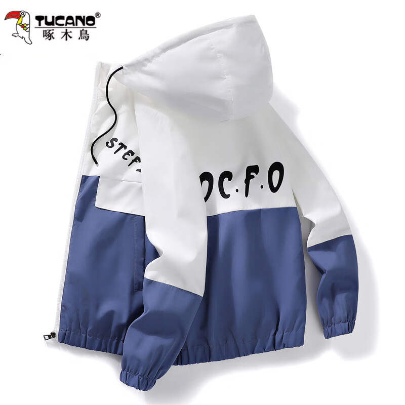 Woodpecker 2025 men's jacket hooded autumn and winter velvet thickened trendy workwear casual loose tops men's black gray XL