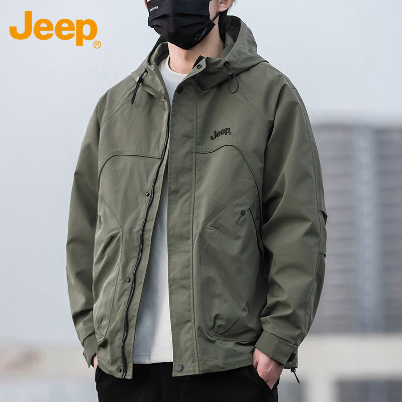 JEEP Jeep Jacket Men's Autumn and Winter Assault Jacket Loose Trendy Work Clothes Men's Army Green 2XL