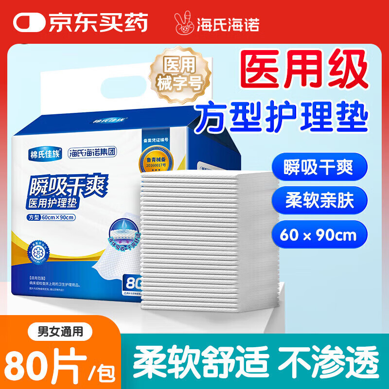 Haishi Hainuo Medical Equipment Size Nursing Pad 60*90cm Elderly Infant Disposable Diaper Pad Maternal Maternity Mat 80 Pieces
