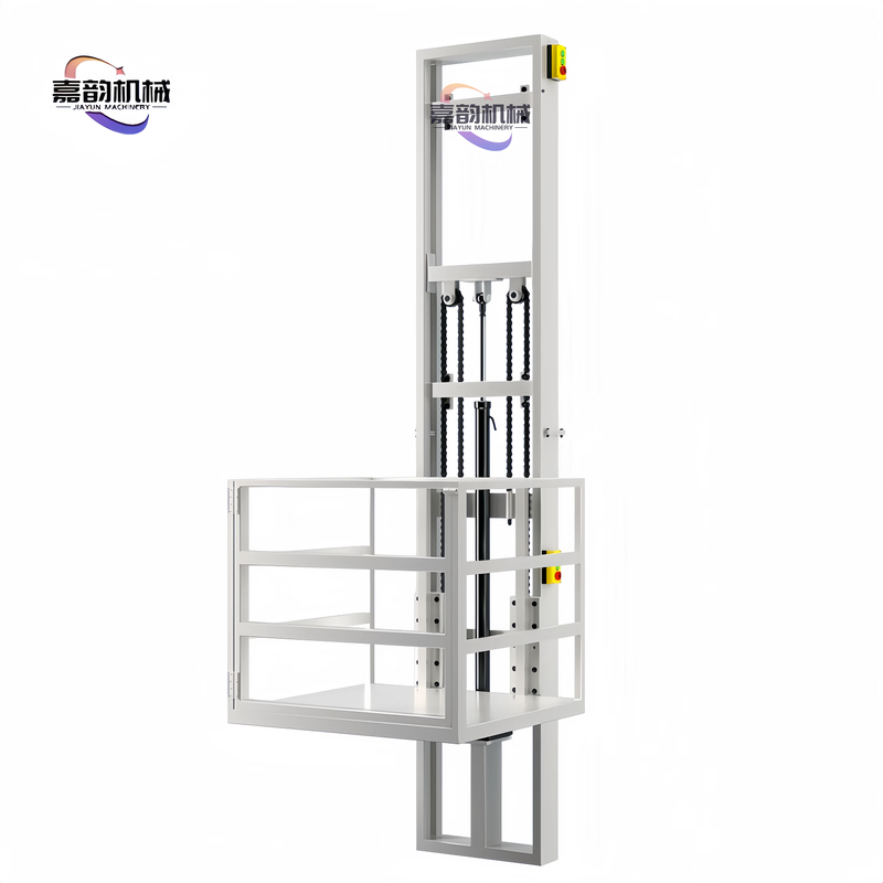 Electric hydraulic lift freight elevator small lift guide rail type simple warehouse factory home lifting platform hydraulic type 5 meters high load capacity 1 ton
