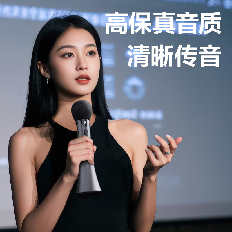 Deli 15w high power karaoke microphone audio integrated handheld microphone wireless little bee amplifier speaker teaching tour guide speech microphone teacher birthday gift black