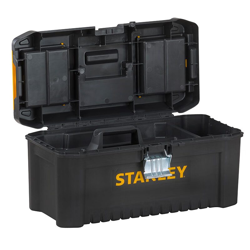 Stanley (STANLEY) tool box storage box hardware household parts storage box multi-functional suitcase screwdriver tool storage box 16-inch metal lock tool box STST75518-8